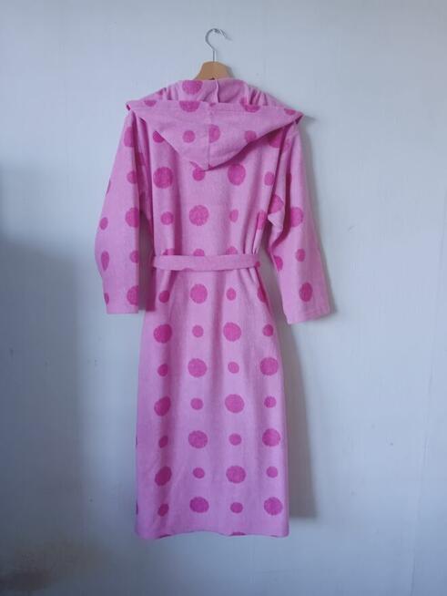 Długi ciepły polarowy szlafrok z kapturem