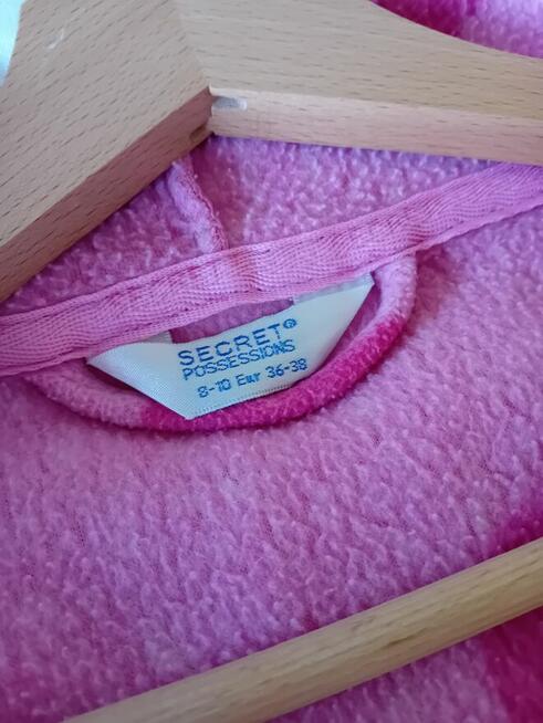 Długi ciepły polarowy szlafrok z kapturem