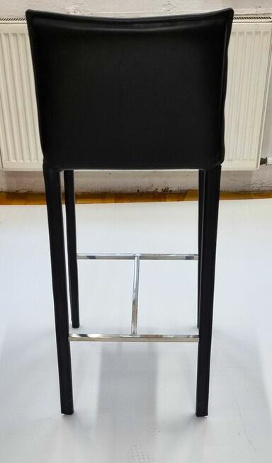 Hokery Skóra naturalna czarne -chromowane nogi sztuk 3