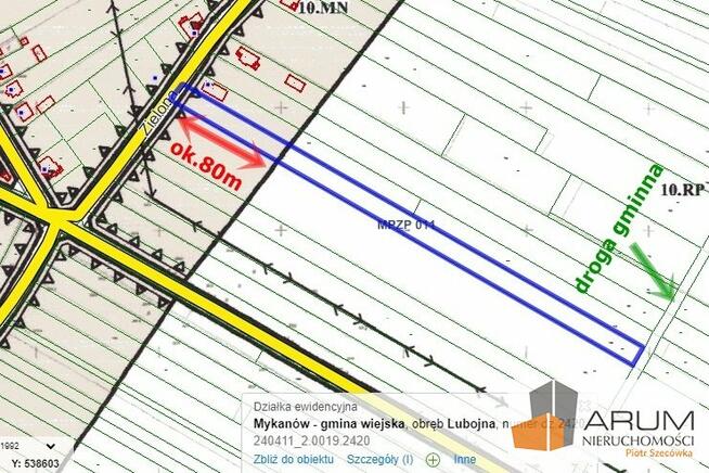 Działka rolno-budowlana Lubojna gm. Mykanów