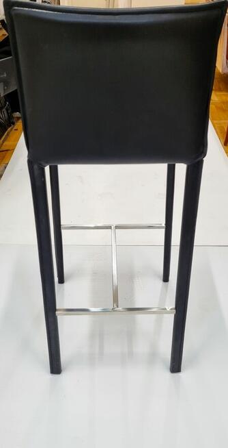 Hokery Skóra naturalna czarne -chromowane nogi sztuk 3