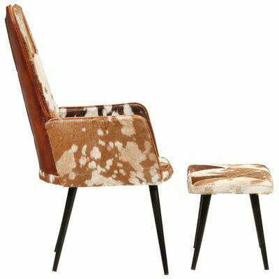 vidaXL Fotel z podnóżkiem, brązowy, obity prawdziwą skórą