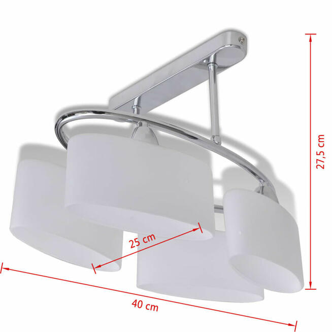 vidaXL Lampa sufitowa, 4 żarówki E14, klosze w kształcie eli