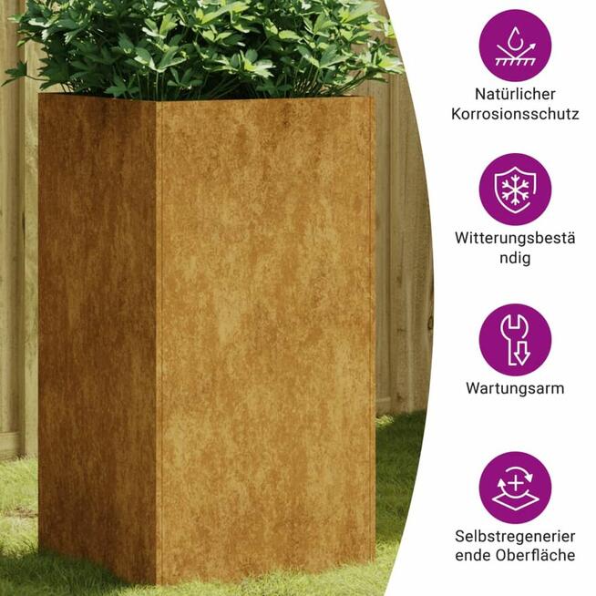 vidaXL Donica, 40x40x80 cm, stal kortenowska