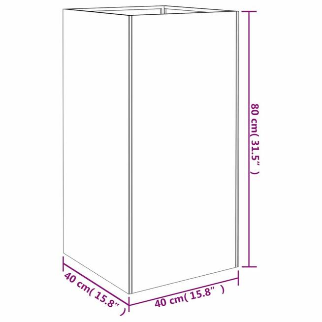 vidaXL Donica, 40x40x80 cm, stal kortenowska
