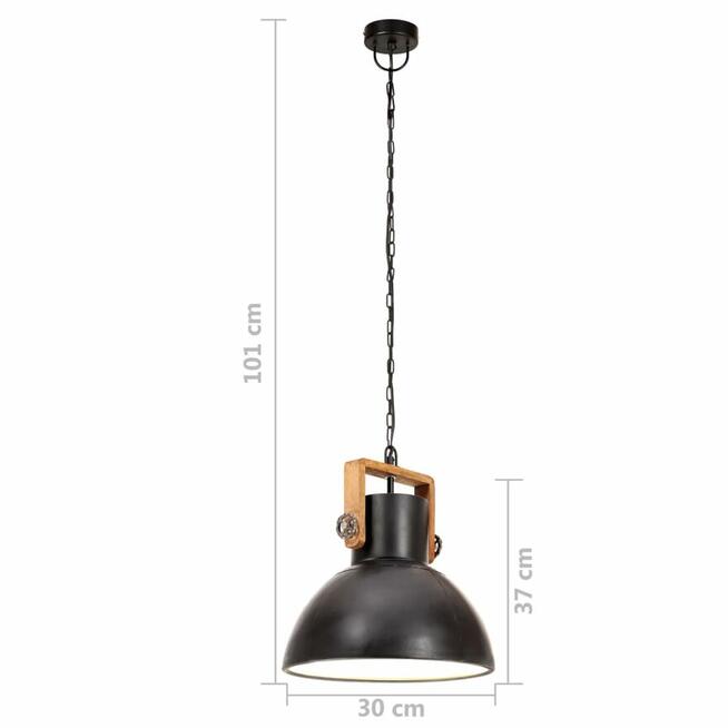 vidaXL Industrialna lampa wisząca, 25 W, czarna, okrągła, 30