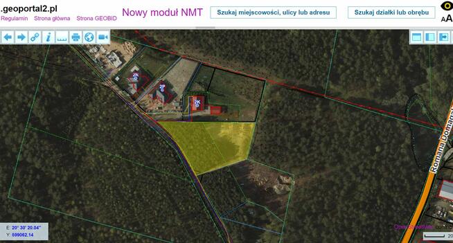 Dz. z pozwoleniem na bud. (las) Kieźliny k/Olsztyna