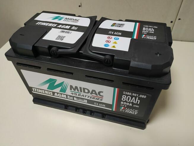 Akumulator AGM 80Ah/800A MIDAC