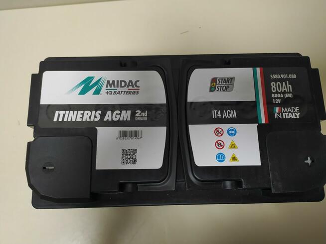 Akumulator AGM 80Ah/800A MIDAC