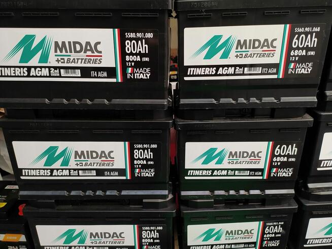 Akumulator AGM 80Ah/800A MIDAC