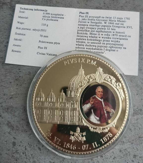 4 x PAPIEŻ Jan Paweł II Benedykt XVI Leo XIII Pius IX CERTYF