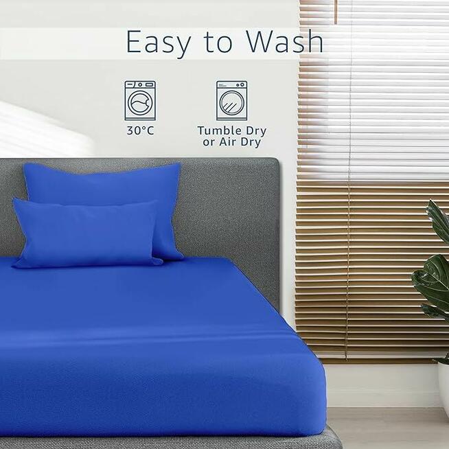 120x200 Niebieskie Prześcieradło z gumką 100% Bawełna