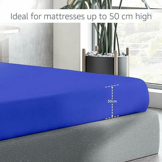 120x200 Niebieskie Prześcieradło z gumką 100% Bawełna