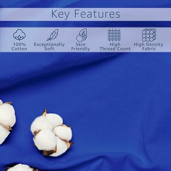 120x200 Niebieskie Prześcieradło z gumką 100% Bawełna