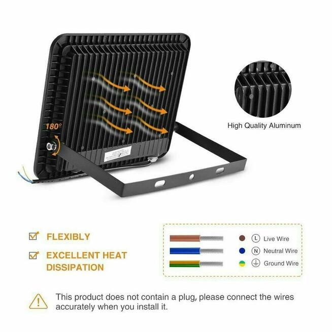 Lampa LED Halogen 100W 230V Mocny Naświetlacz Reflektor 7000