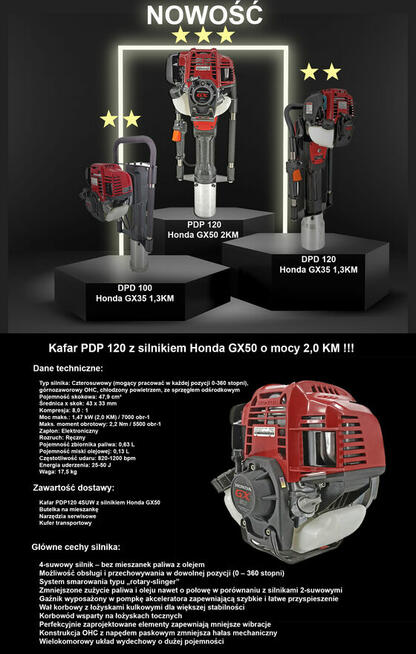 Kafar palownica PDP 120 Honda GX50 adapter 105x50