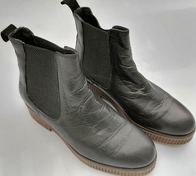 38 Tamaris Chelsea czarne skóra 24,5 cm