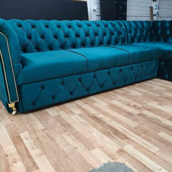 Narożnik chesterfield głęboko pikowany glamour producent