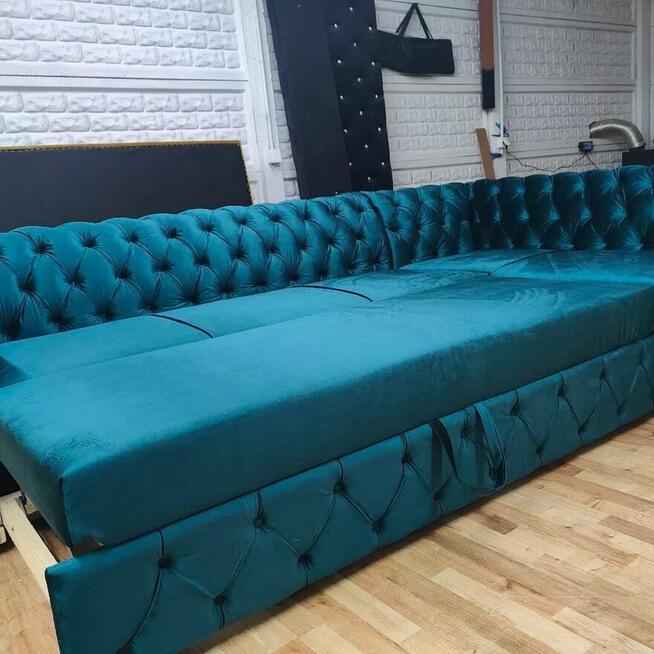 Narożnik chesterfield głęboko pikowany glamour producent
