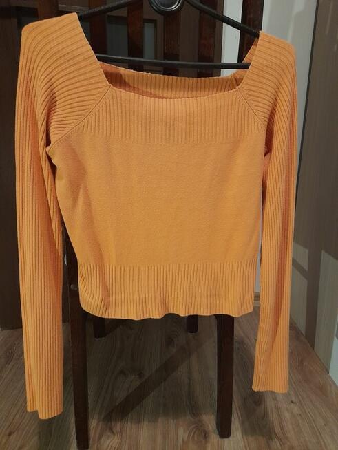 Bawełniany krótki sweterek pomarańczowy