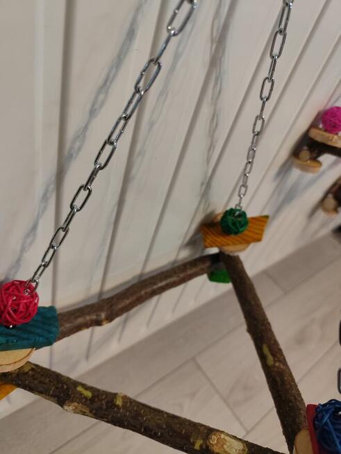 Huśtawka trójkąta dla ptaków, papug leszczyna , brzoza