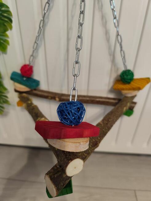 Huśtawka trójkąta dla ptaków, papug leszczyna , brzoza