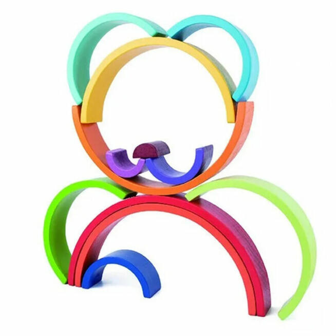 TOOKY TOY Układanka Drewniane Klocki Montessori Tęcza