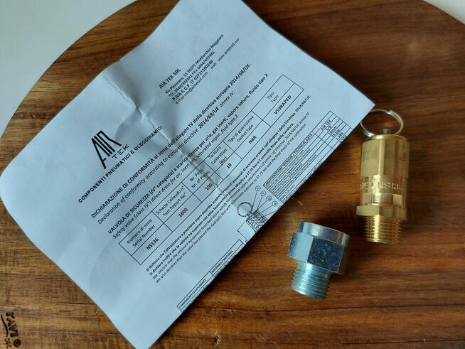 Zawór bezpieczeństwa sprężarki kompresora WAN certyfikat UDT