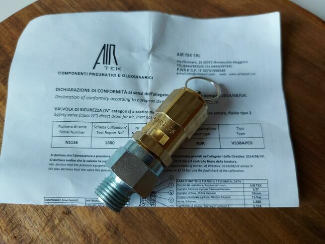 Zawór bezpieczeństwa sprężarki kompresora WAN certyfikat UDT
