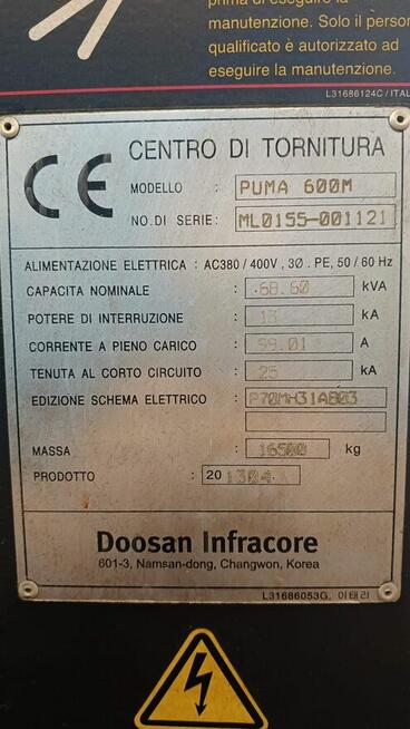 DOOSAN PUMA 600 M tokarka CNC 2013 i inne maszyny