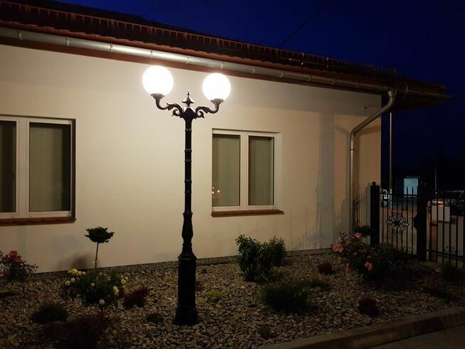 OGRODOWA ŻELIWNA LAMPA GI 2xKULA - H-230cm Gartenlaterne