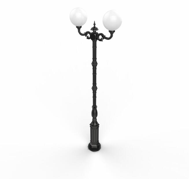 OGRODOWA ŻELIWNA LAMPA GI 2xKULA - H-230cm Gartenlaterne