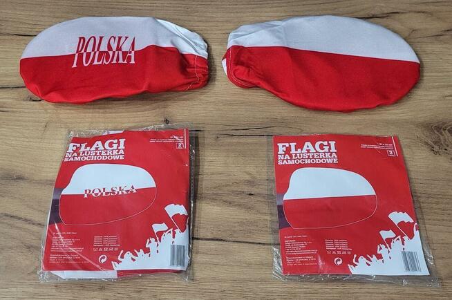 POLSKA Zestaw Kibica Flaga Polski +Flaga na plecy +lusterka