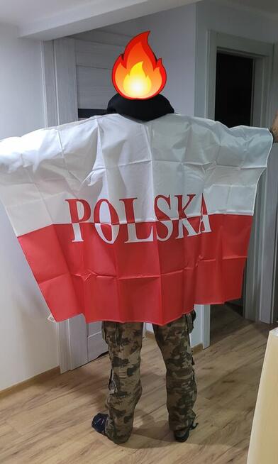 POLSKA Zestaw Kibica Flaga Polski +Flaga na plecy +lusterka