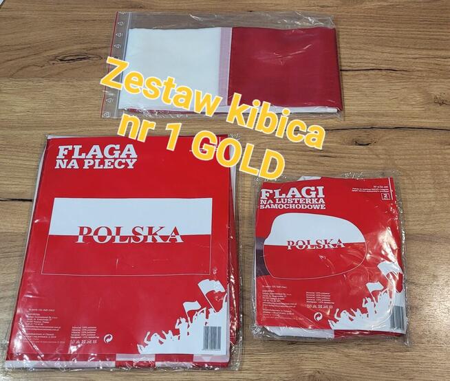 POLSKA Zestaw Kibica Flaga Polski +Flaga na plecy +lusterka