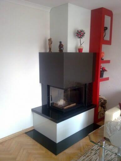 Kominek narożny z montażem