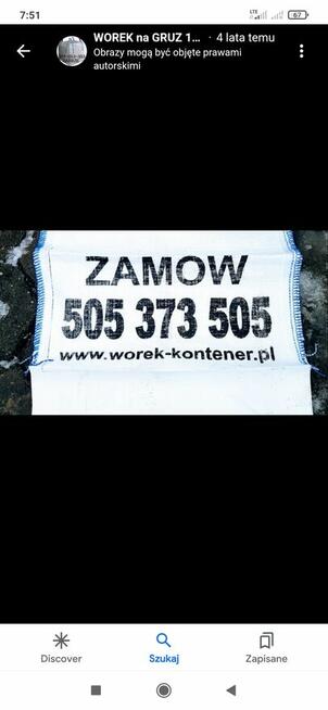 Worek na gruz z wywozem Big Bag 1m3 Śląsk