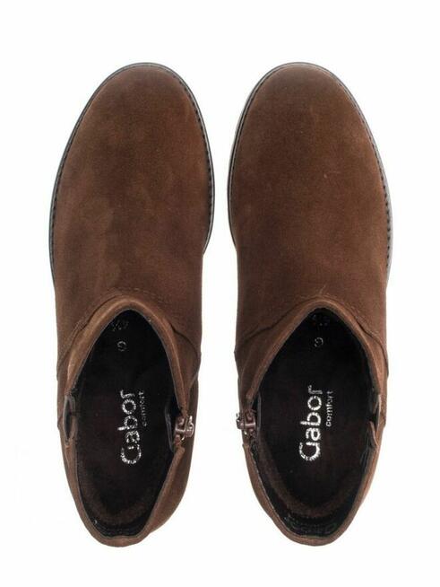 38 GABOR buty damskie botki brązowe zamsz na traperze obcas