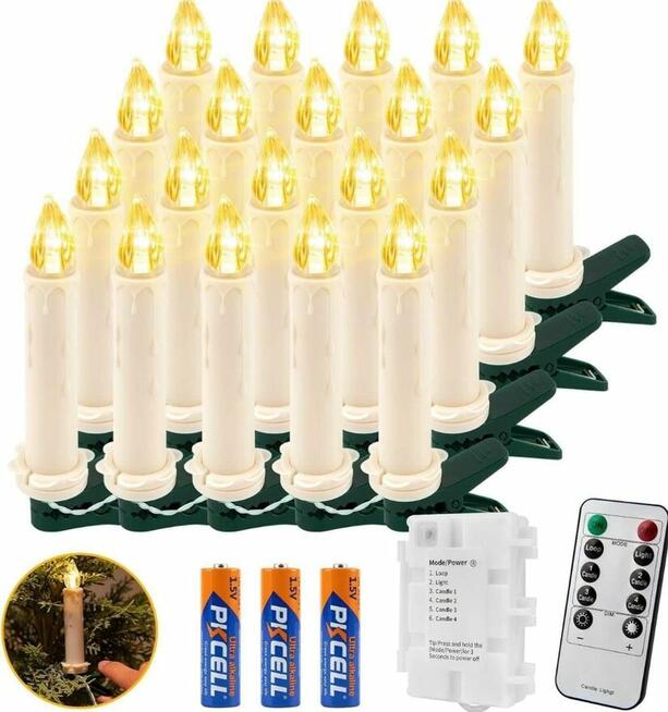 Lampki w kształcie świec 2 x 20 LED ,pilot, timer