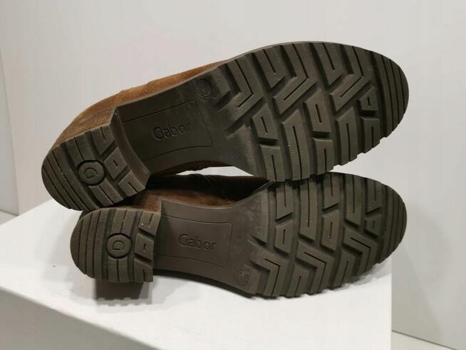 38 GABOR buty damskie botki brązowe zamsz na traperze obcas