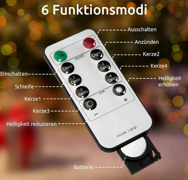 Lampki w kształcie świec 2 x 20 LED ,pilot, timer