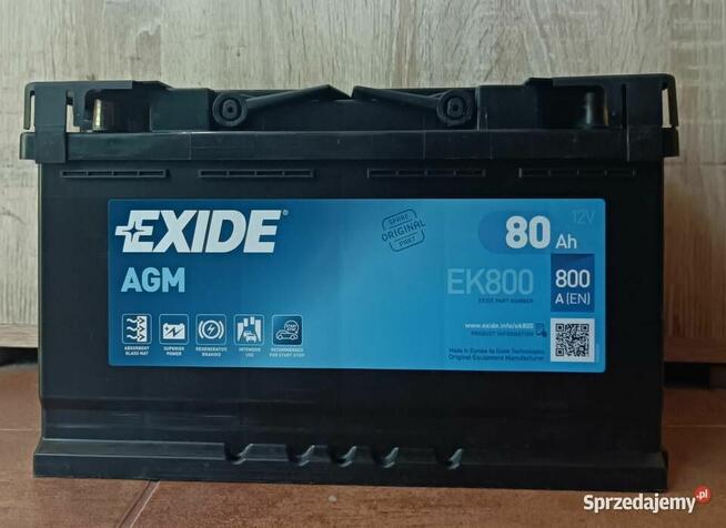 Akumulator 80Ah 800A EXIDE AGM START&STOP EK800 EN PRAWY PLU