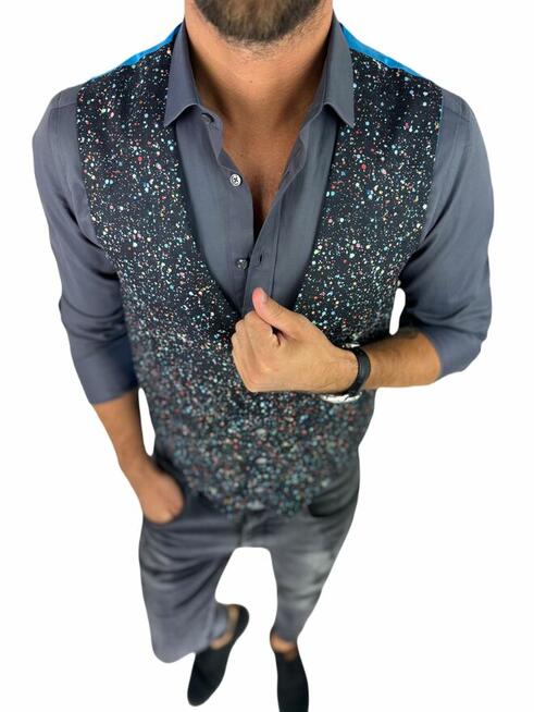 GIOVANNI PERA kamizelka męska D629 kropki, konfetti, kolorowa