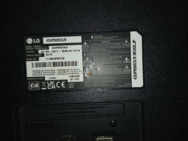 LG 43UP80003LR ze zbitą matrycą