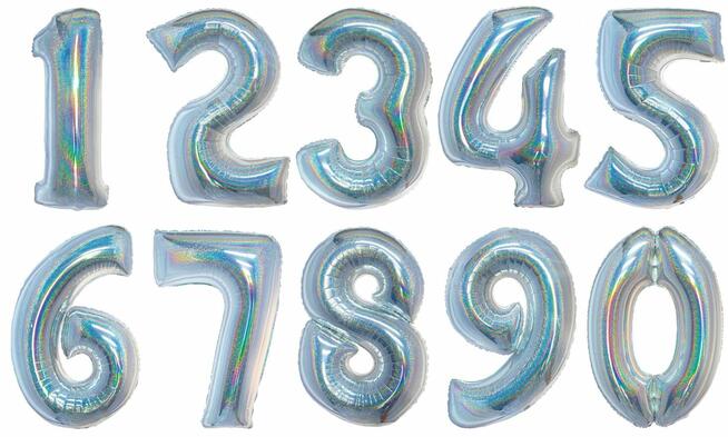 Balon foliowy-cyfra cyferka. W kształcie cyfry złote srebrne