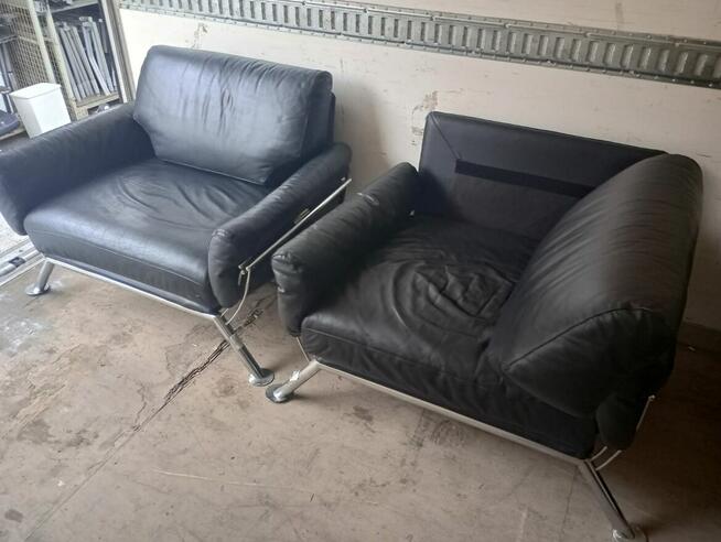 Fotel duży czarny skórzany do domu salonu fotele skórzane