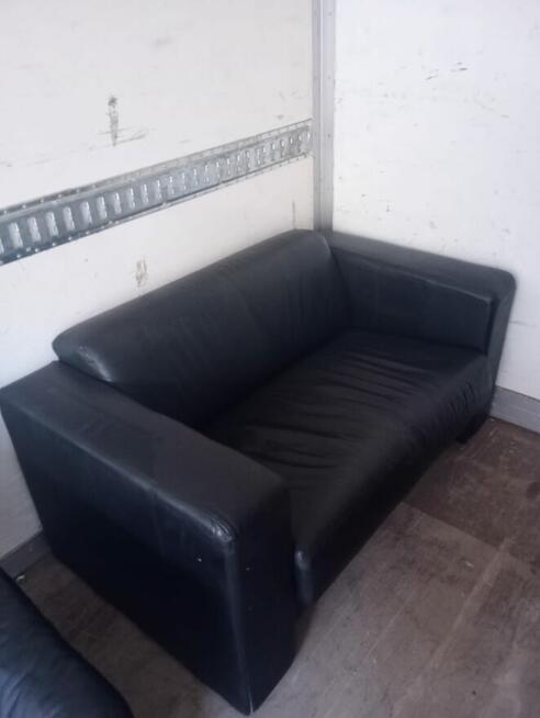 Sofa kanapa dwuosobowa skórzana czarna sofy kanapy skórzane