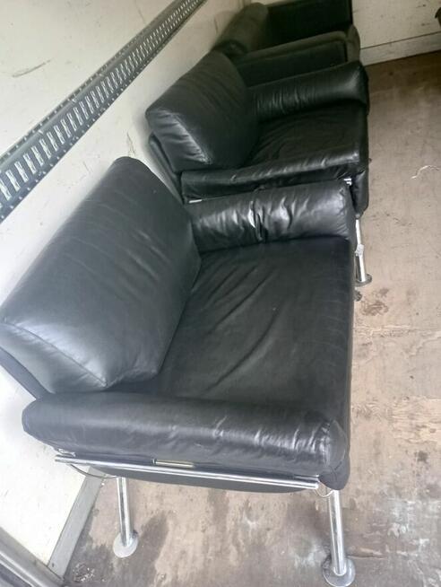 Fotel duży czarny skórzany do domu salonu fotele skórzane