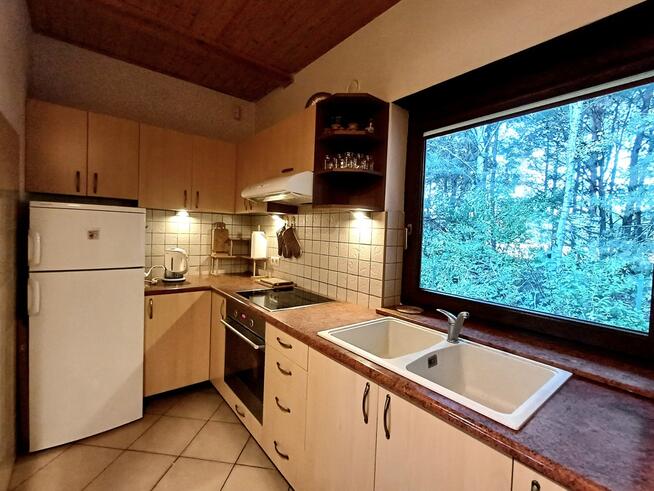 Dom całoroczny przyroda, kominek, piec kaflowy,42a