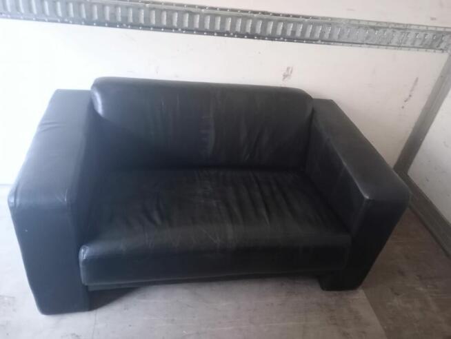 Sofa kanapa dwuosobowa skórzana czarna sofy kanapy skórzane